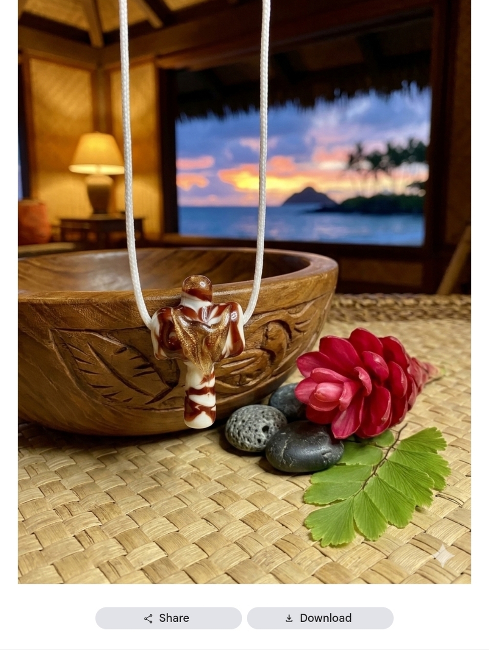 Handcrafted In Hawaii By Artisan Steve Brynie Murano Glass Red & White Cross